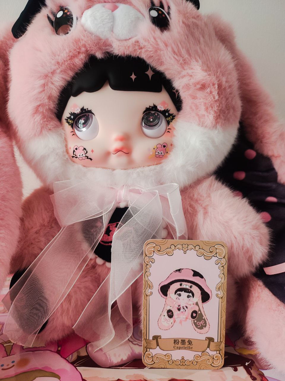 Nommi Caprielle Mushroom Hat 400% Series – Plush Jumbo Edition | Pink Bunny Collectible Doll