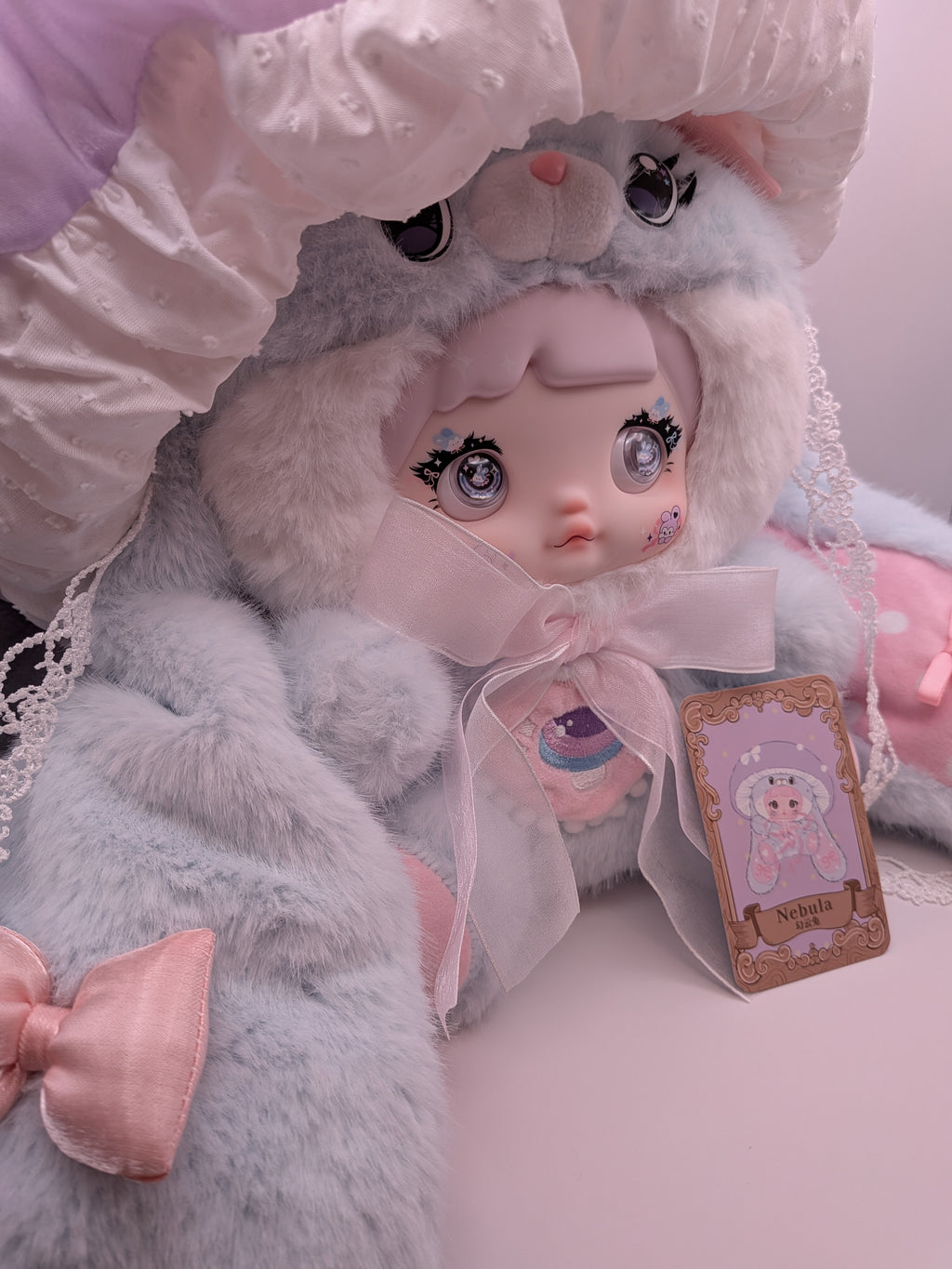 Nommi Nebula Mushroom Hat 400% Series – Plush Jumbo Edition | Blue Bunny Collectible Doll - Secret Garden Collectibles