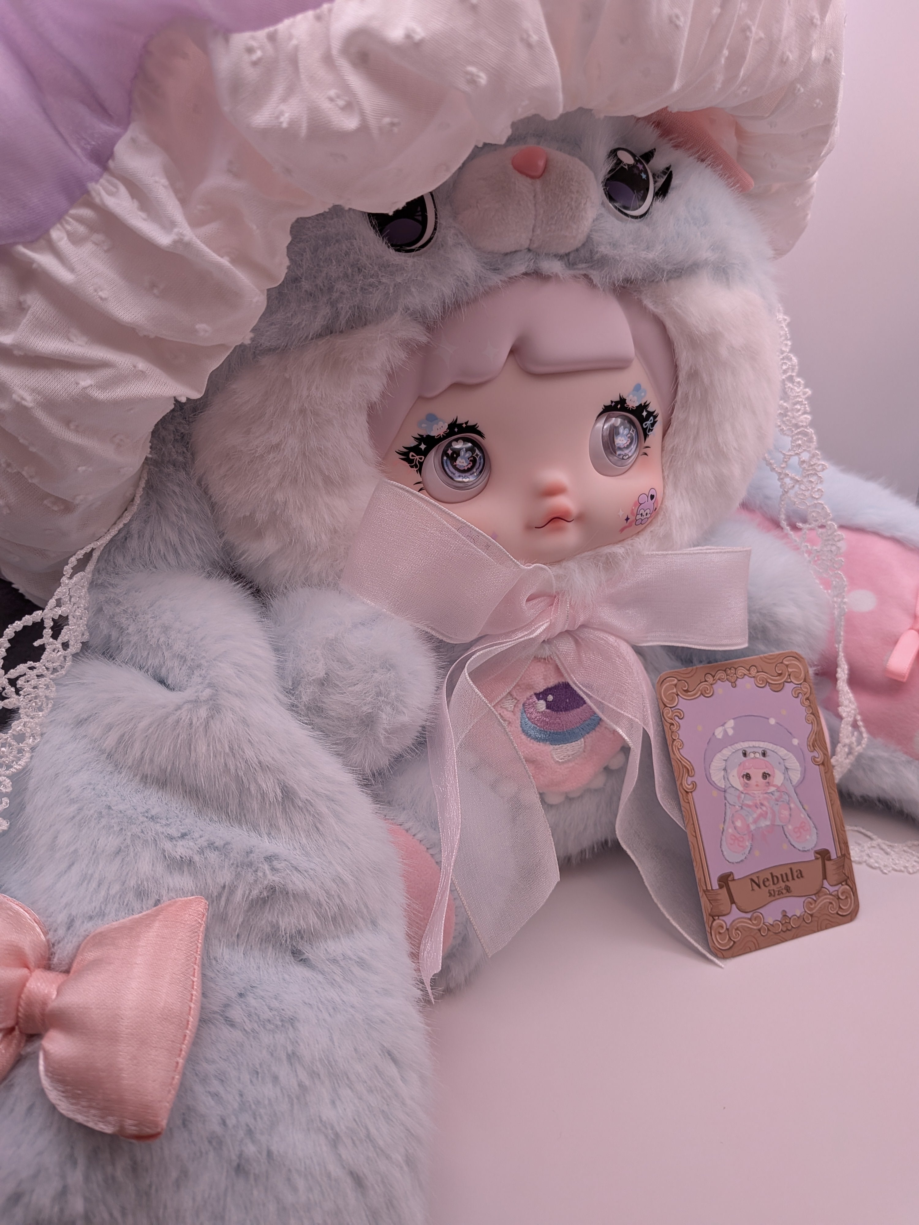 Nommi Nebula Mushroom Hat 400% Series – Plush Jumbo Edition | Blue Bunny Collectible Doll - Secret Garden Collectibles