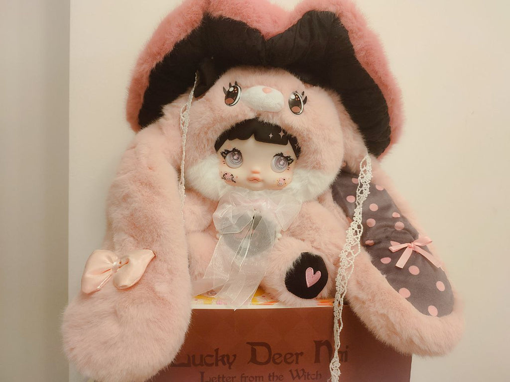 Nommi Caprielle Mushroom Hat 400% Series – Plush Jumbo Edition | Pink Bunny Collectible Doll - Secret Garden Collectibles