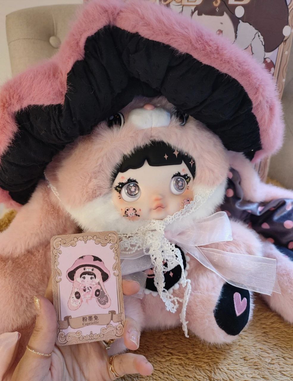 Nommi Caprielle Mushroom Hat 400% Series – Plush Jumbo Edition | Pink Bunny Collectible Doll