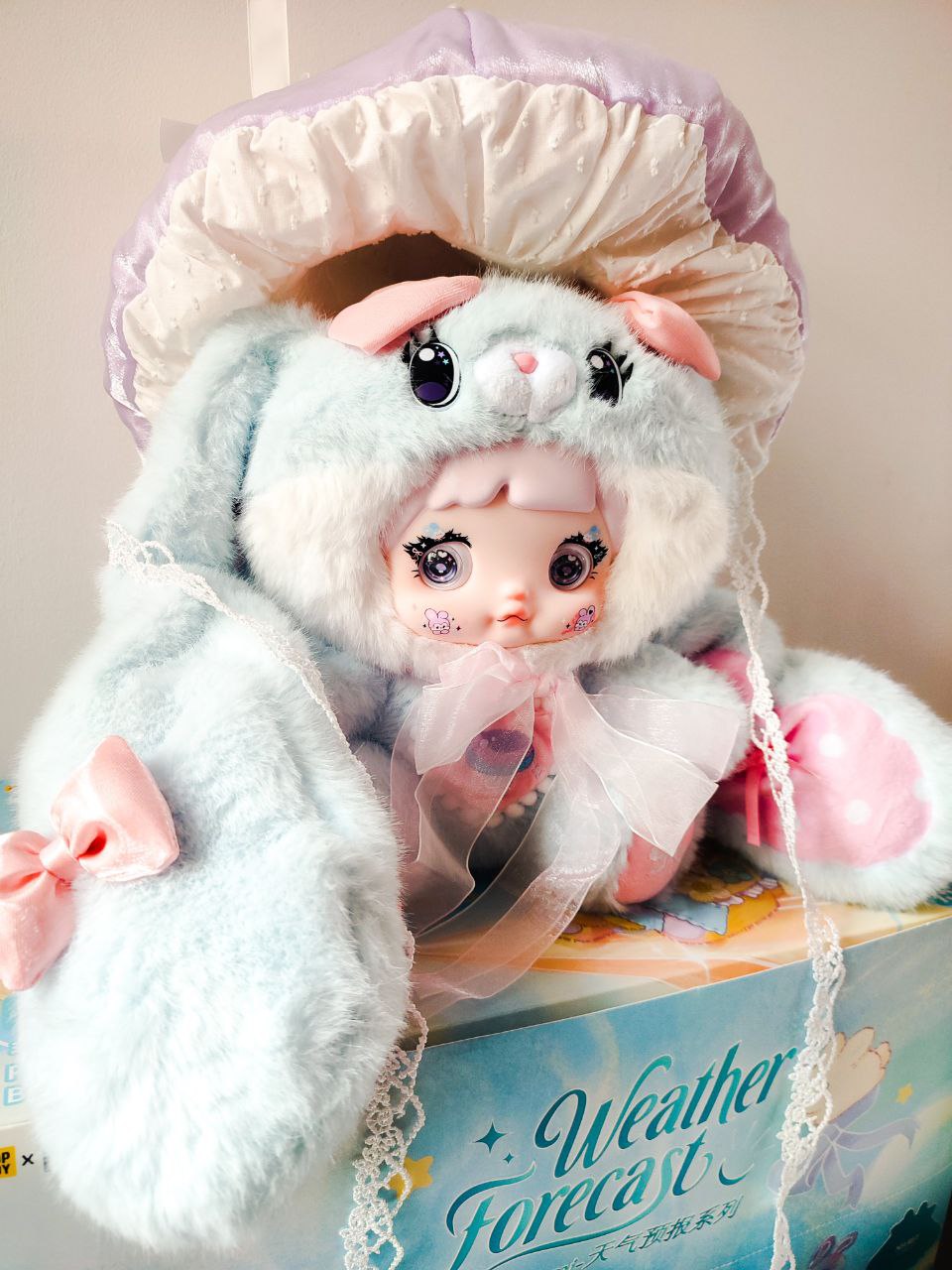 Nommi Nebula Mushroom Hat 400% Series – Plush Jumbo Edition | Blue Bunny Collectible Doll - Secret Garden Collectibles