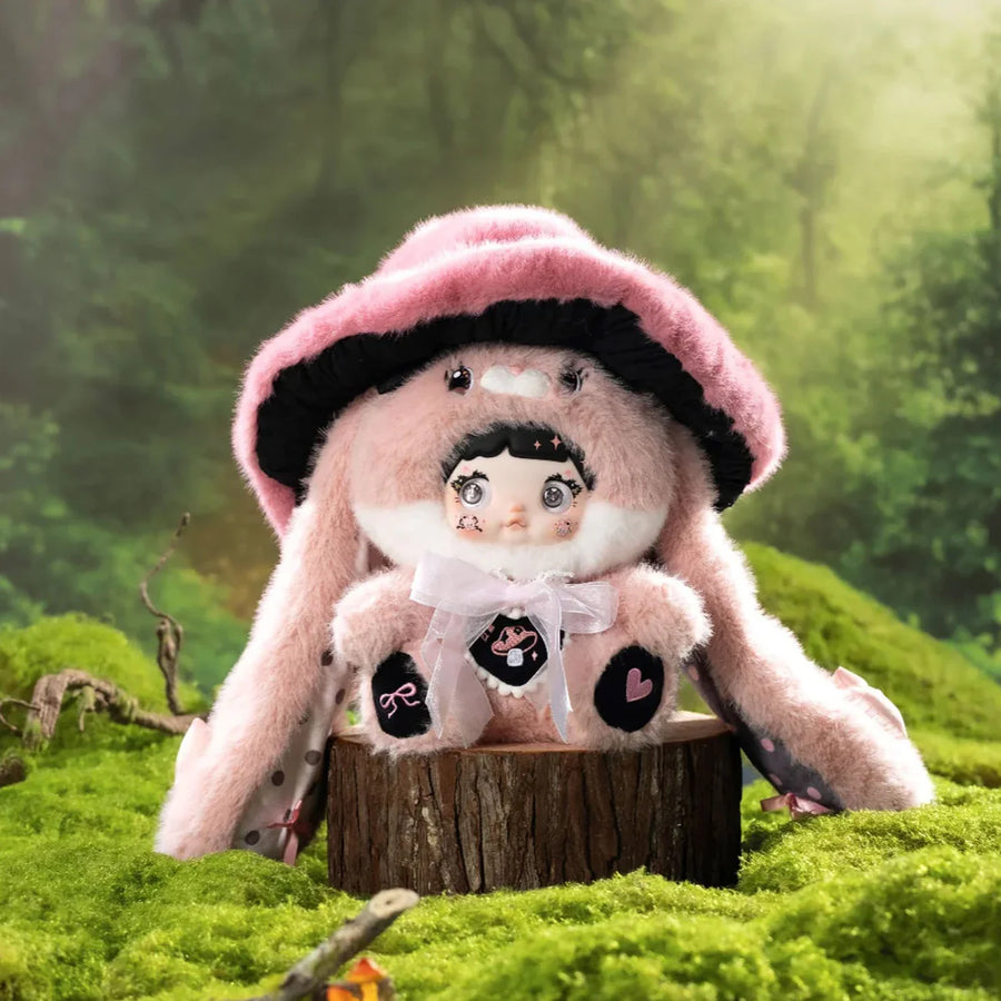 Nommi Caprielle Mushroom Hat 400% Series – Plush Jumbo Edition | Pink Bunny Collectible Doll - Secret Garden Collectibles