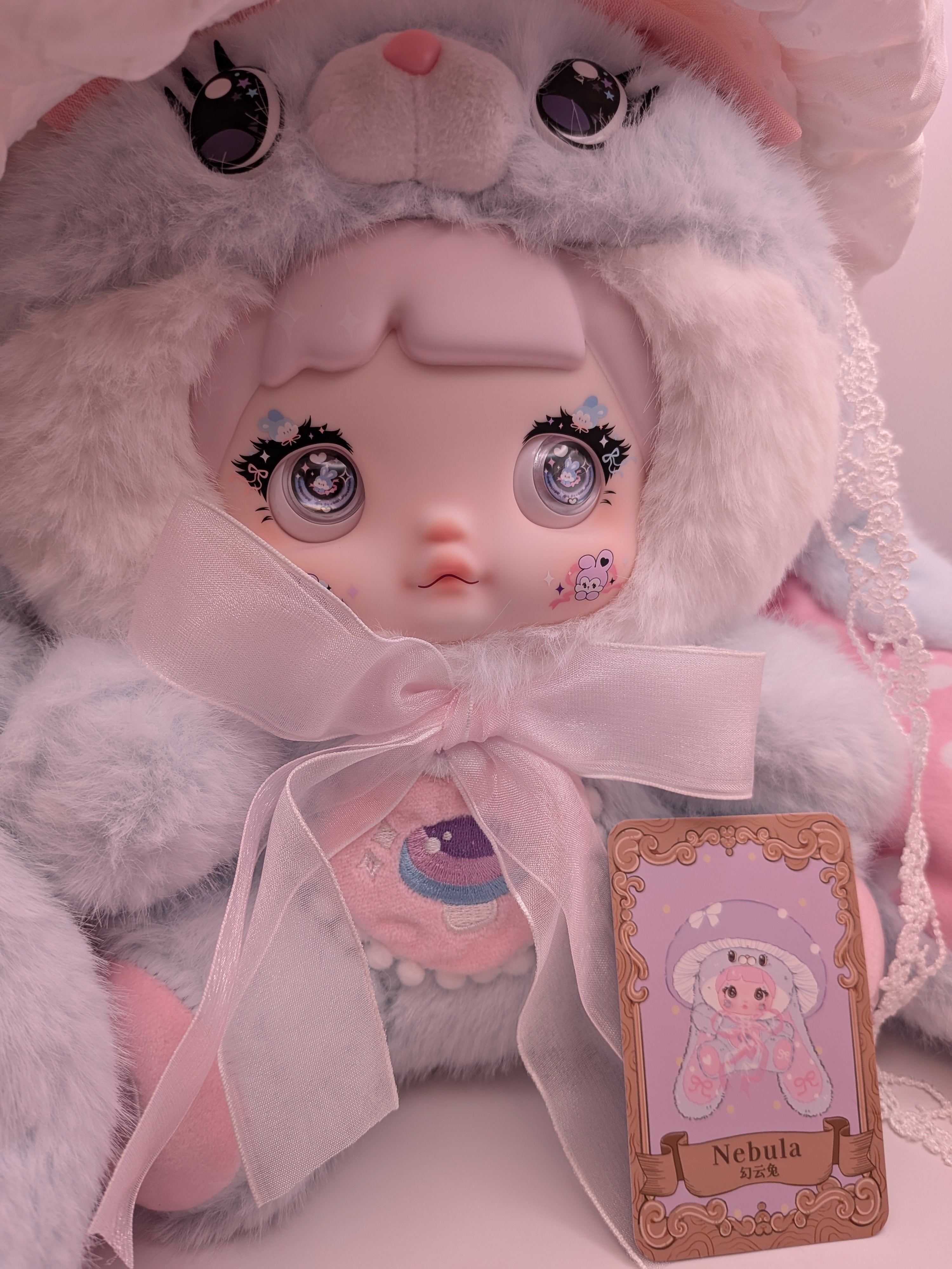 Nommi Nebula Mushroom Hat 400% Series – Plush Jumbo Edition | Blue Bunny Collectible Doll - Secret Garden Collectibles