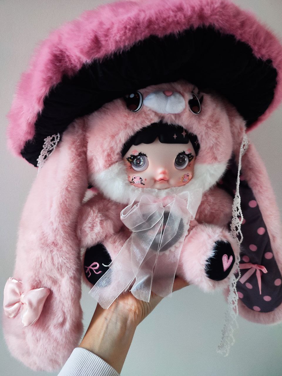 Nommi Caprielle Mushroom Hat 400% Series – Plush Jumbo Edition | Pink Bunny Collectible Doll - Secret Garden Collectibles